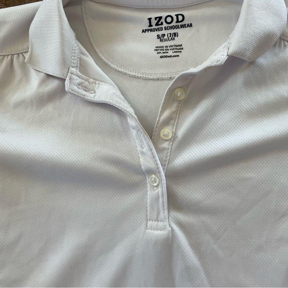 IZOD Girls Set of 2 Classic White Polo Shirts School Uniform Size 7-8 - Picture 4 of 15